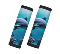 Hermosa bolsa de asa de equipaje con diseño de delfines del mundo submarino, guantes de equipaje para asa de botón, funda de equipaje y maleta de viaje