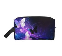 Hermosa bolsa de aseo con estampado de mariposa brillante para hombre, bolsa de aseo de viaje de gran capacidad, bolsa de cosméticos para mujeres, White, Talla única