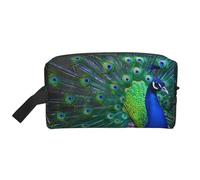 Hermosa bolsa de aseo con estampado de pavo real para hombre, bolsa de aseo de viaje de gran capacidad para mujeres, White, Talla única