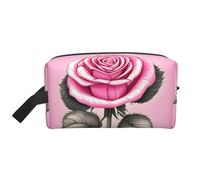 Hermosa bolsa de aseo con estampado de rosas rosas rosas para hombre, bolsa de aseo de viaje de gran capacidad, bolsa de cosméticos para mujeres, White, Talla única