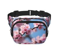 Hermosa bolsa de cintura cuadrada de doble capa con estampado de flores de cerezo, bolsa de viaje con Bel ajustable, Negro -, Talla única