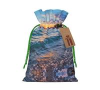 Hermosa bolsa de cordón con estampado de amanecer para regalos, bolsas de regalo adorables reutilizables, perfectas para joyas y mucho más
