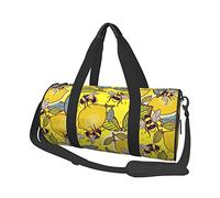 Hermosa bolsa de equipaje de viaje redonda de gran capacidad, adecuada para ejercicio, viajes, muchas actividades al aire libre, Limón amarillo y abeja., Talla única