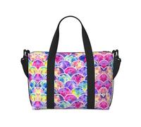 Hermosa bolsa de gimnasio grande de 16 pulgadas con diseño de sirena de colores arcoíris, ligera, bolsa de lona para viajes, deportes, bolsa de hospital para mamá, Black, Talla única