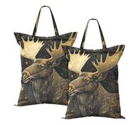Hermosa bolsa de lavandería impermeable con diseño de reno de ensueño dorado, bolsas de viaje para ropa húmeda, para traje de baño, bolsa de viaje sucia con asa, paquete de 2