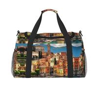 Hermosa bolsa de lona grande con estampado de Italia, bolsa de viaje para fin de semana para mujer, bolsa de mano, Negro -, Talla única