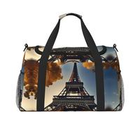 Hermosa bolsa de lona grande con estampado de la Torre Eiffel de París, bolsa de viaje para fin de semana para mujer, bolsa de mano, Negro -, Talla única