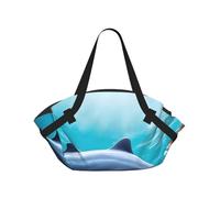 Hermosa bolsa de lona plegable con estampado de delfines del mundo submarino, bolsa de viaje impermeable, colchón de camping para parque al aire libre, playa