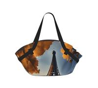 Hermosa bolsa de lona plegable con estampado de la Torre Eiffel de París, impermeable, para viajes, camping, parque al aire libre, playa