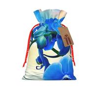 Hermosa bolsa de Navidad con cordón de impresión de orquídeas con etiqueta Kraft de 4.7 x 6.9 pulgadas para regalos de Halloween