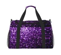 Hermosa bolsa de noche con estampado de purpurina morada, bolsa de fin de semana, bolsa de entrenamiento, bolsa de yoga, bolsa de lona para artículos personales para Audlts, Black, Talla única