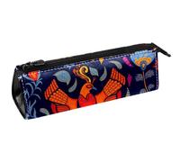 Hermosa bolsa de plumas con diseño de pájaro de fuego y flores azules, bolsa de papelería, bolsa de cosméticos, bolsa compacta con cremallera, multicolor, 5.5 ×6 ×20CM/2.2x2.4x7.9 in, Organizador de