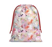 Hermosa bolsa de regalo con estampado de flores rosas con cordón, recuerdos de fiesta, cumpleaños, almacenamiento diario, oficina, decoración del hogar
