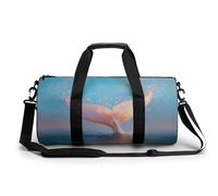 Hermosa bolsa de viaje con cola de sirena para gimnasio y mujer, bolsa de lona cilíndrica con correa para el hombro