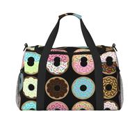 Hermosa bolsa de viaje con diseño de pastel de flores, bolsa de fin de semana, para fin de semana, durante la noche, para entrenamiento, deporte, hospital