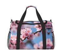 Hermosa bolsa de viaje con estampado de flores de cerezo, bolsa de fin de semana, bolsa de gimnasio, bolsa de noche, artículos esenciales de viaje para mujeres y hombres, Black, Talla única