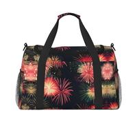 Hermosa bolsa de viaje con estampado de fuegos artificiales, bolsa de fin de semana, bolsa de gimnasio, bolsa de noche, artículos esenciales de viaje para mujeres y hombres, Black, Talla única