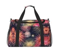 Hermosa bolsa de viaje con estampado de fuegos artificiales, bolsa de fin de semana, bolsa de gimnasio, bolsa de noche, artículos esenciales de viaje para mujeres y hombres, Black, Talla única