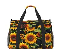 Hermosa bolsa de viaje con estampado de girasoles para fin de semana, para viajes, mujeres, hombres, gimnasio, equipaje de mano, Black, Talla única