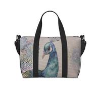 Hermosa bolsa de viaje cruzada de mano con diseño de pavo real, bolsa de viaje para deportes y fitness, bolsa de equipaje de viaje