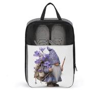 Hermosa bolsa de zapatos de gnomo lavanda con violetas para viajes, uso diario, bolsa de almacenamiento antipolvo para zapatos de golf
