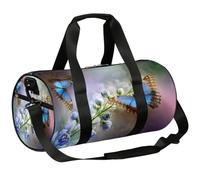 Hermosa bolsa deportiva de lona para gimnasio, bolsa de lona ligera con diseño de mariposa, bolsa de viaje para hombres y mujeres (flor), Bella mariposa, 17.6(L) x 9(W) x 9(H) inch