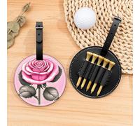 Hermosa bolsa organizadora de camisetas de golf con rosas rosas, bolsa de deporte portátil negra con clip para cinturón, fácil de transportar para campo de golf