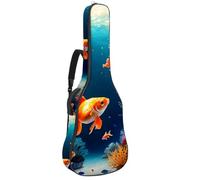 Hermosa bolsa para guitarra acústica con múltiples compartimentos y protección mejorada, bonito pez dorado, multicolor, 42.9x16.9x4.7 in, Bolsa para guitarra