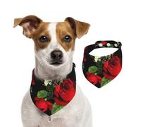Hermosa bufanda con estampado de rosas para mascotas, suave y cómoda, accesorio de vacaciones para Navidad, cálido y elegante regalo