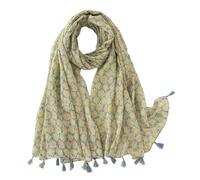 Hermosa bufanda con estampado floral ligero de poliéster transparente con flecos para la cabeza con borlas para mujer, cubierta decorativa para la cabeza, U, Talla única