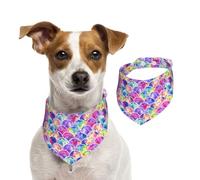 Hermosa bufanda de algodón de doble cara con estampado de sirena de colores arcoíris, suave y elegante, para perros, gatos, mascotas, accesorio