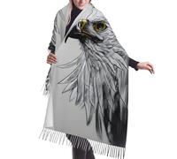 Hermosa bufanda de orquídeas clásica suave con flecos, chal largo para mujer., Dibujar un águila, Taille unique