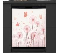 Hermosa calcomanía magnética para lavavajillas con diseño de diente de león y mariposa para decoración de electrodomésticos de cocina, cubierta magnética reutilizable para nevera, 66 x 58 cm