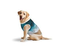 Hermosa camiseta con estampado suave de olas del océano para perros grandes, cómoda ropa de algodón para mascotas, camiseta elástica para perro, sudadera sin mangas (3xl-5XL)