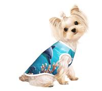 Hermosa camiseta ligera con estampado de delfines del mundo submarino para perro, camiseta ligera para perro, transpirable, sin mangas, ropa elástica para mascotas