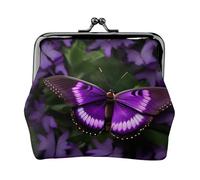 Hermosa cartera de piel sintética de microfibra con estampado de mariposas moradas para organizar el cambio de llaves del lápiz labial