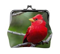 Hermosa cartera de piel sintética de microfibra con estampado de pájaros rojos para organizar el cambio de llaves del lápiz labial