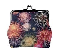 Hermosa cartera de piel sintética de microfibra impresa con diseño de fuegos artificiales para organizar el cambio de llaves del lápiz labial