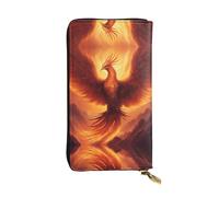 Hermosa cartera larga de cuero Phoenix, tarjetero portátil para tarjetas de crédito, monedero con cremallera y compartimento para identificación