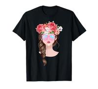 Hermosa Chica Trenza Cabello Hippie Groovy Nostalgia Holograma Camiseta