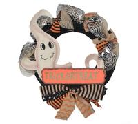 Hermosa corona artificial con temática otoñal con hojas de arce, perfecta para exhibición durante todo el año (D)