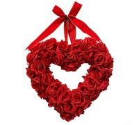 Hermosa corona hecha a mano con rosas de seda y eucalipto para un toque romántico en el hogar o evento (14 pulgadas)