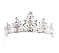 Hermosa corona y tiara de cristal con cuentas de cristal y diamantes de imitación, tiara de lujo para boda, accesorios para mujer (plata)