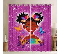 Hermosa cortina de decoración para el hogar,Cortinas de ventana de estilo africano de mariposas bonitas para niños,Brillo brillante sirena pescado escala púrpura cortinas de tratamiento de ventanas