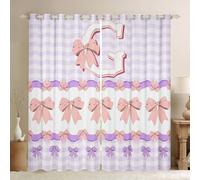 Hermosa cortina de lazo para dormitorio,Letra inglesa Rosa Púrpura Lazo Cortina de Ventana para Niñas Adolescentes,Personalizado Inicial G Impresión Decoración Microfibra Tratamiento de Ventana,Tamaño
