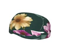 Hermosa diadema deportiva con diseño de flores moradas que absorbe el sudor, perfecta para hombres y mujeres, fitness, correr y yoga.