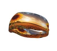 Hermosa diadema deportiva unisex de girasol, para correr, baloncesto, yoga, deportes, fitness, sudor