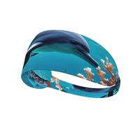 Hermosa diadema elástica con estampado de delfines del mundo submarino para mujeres y hombres, para correr, ejercicio al aire libre, regalo
