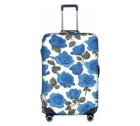 Hermosa escort de viaje de rosas azules, protección exquisita, funda de maleta altamente elástica, perfecta para maletas de 18 a 32 pulgadas, haciendo que viajar sea más cómodo, Blanco, XL