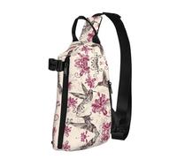 Hermosa flor colibrí impresión tendencia casual crossbody bolsa de pecho viaje de ocio para hombres y mujeres crossbody bolso, negro, talla única, negro, talla única, Negro 1, One Size
